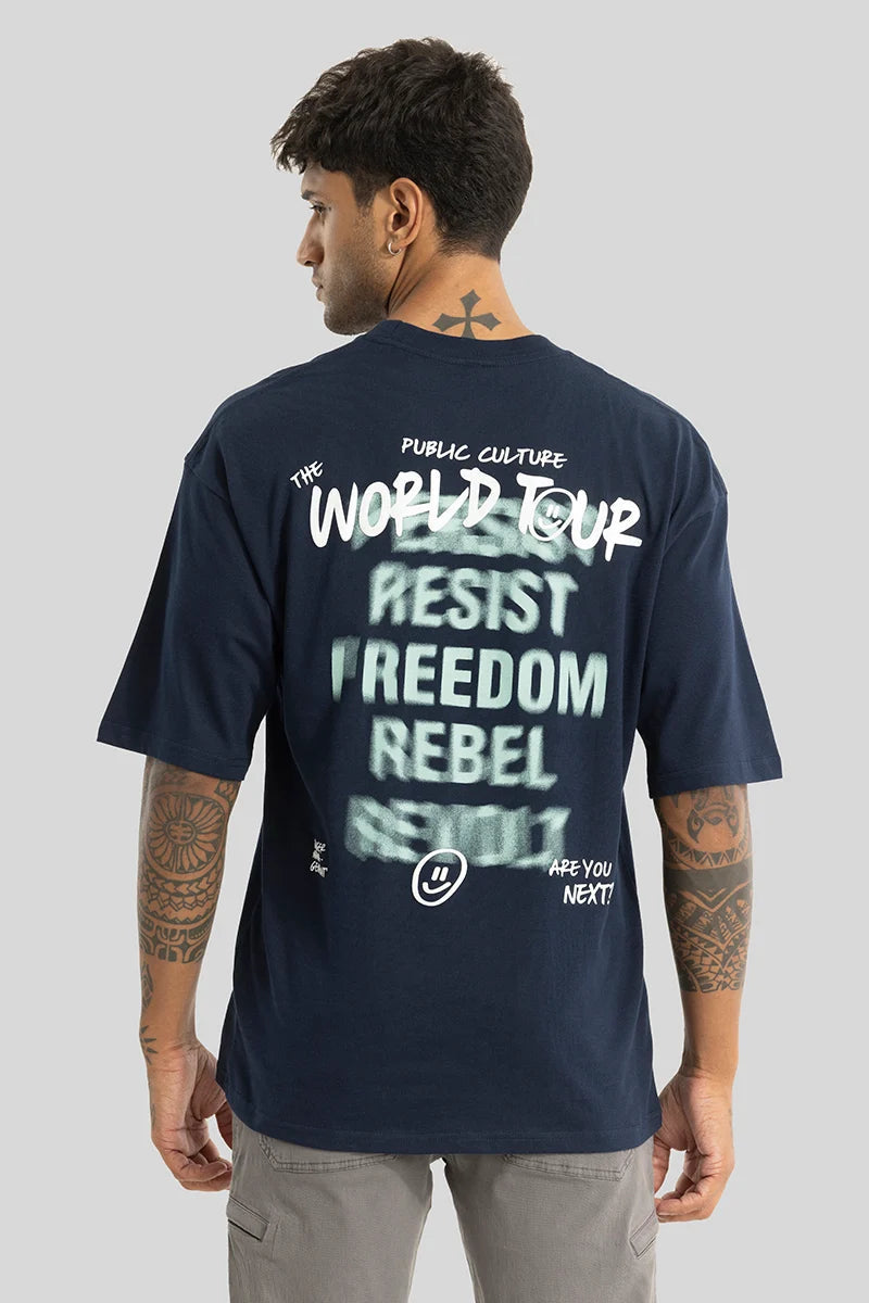 World Tour Navy Oversized T-shirt