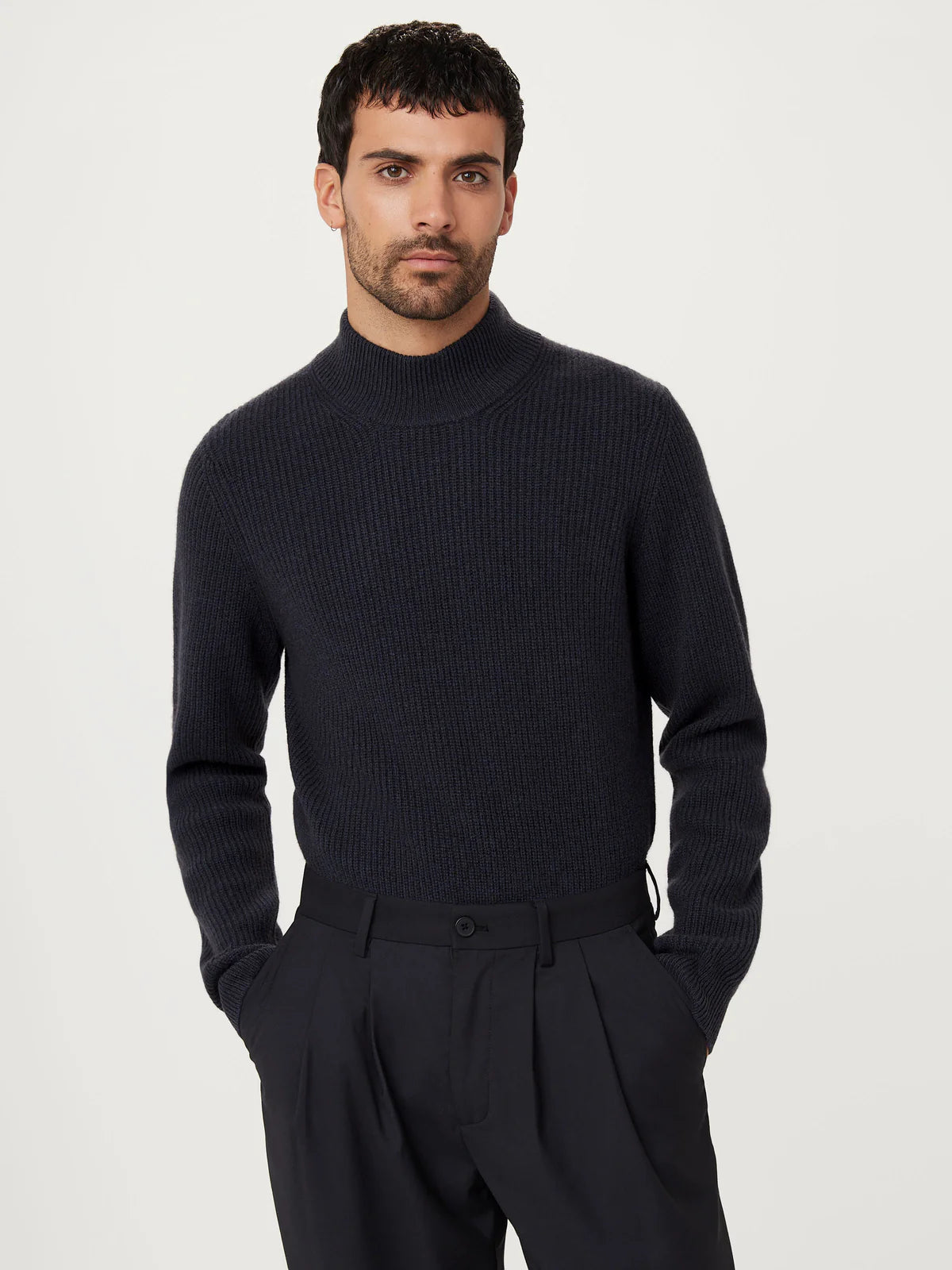 The Yak Wool Mock Neck in Navy