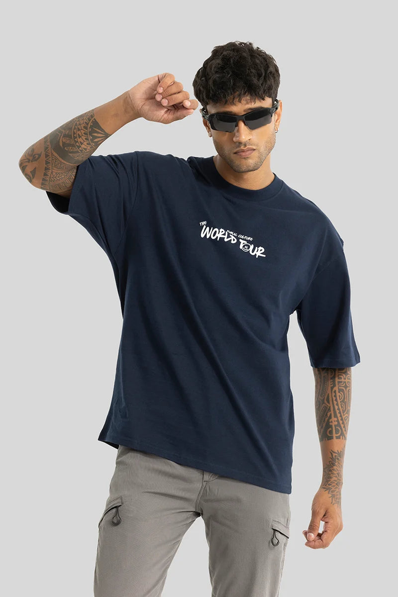 World Tour Navy Oversized T-shirt