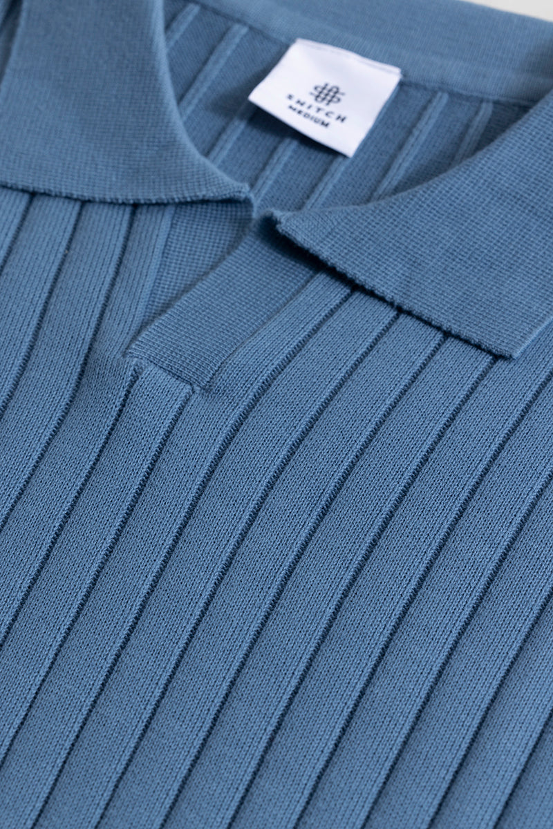 Sleek Striped Blue Polo