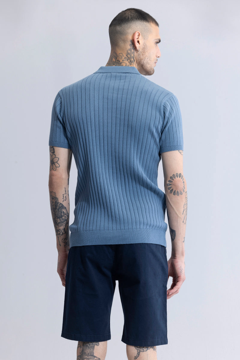 Sleek Striped Blue Polo