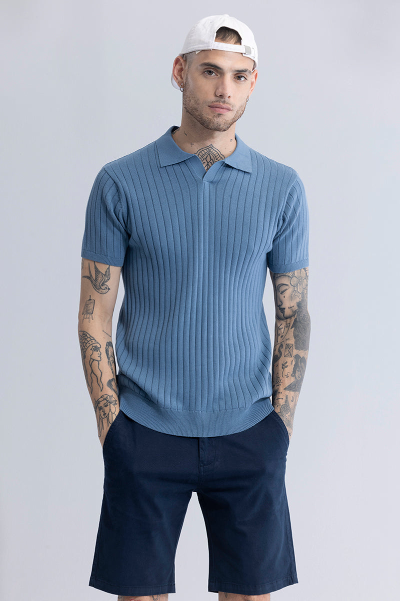 Sleek Striped Blue Polo