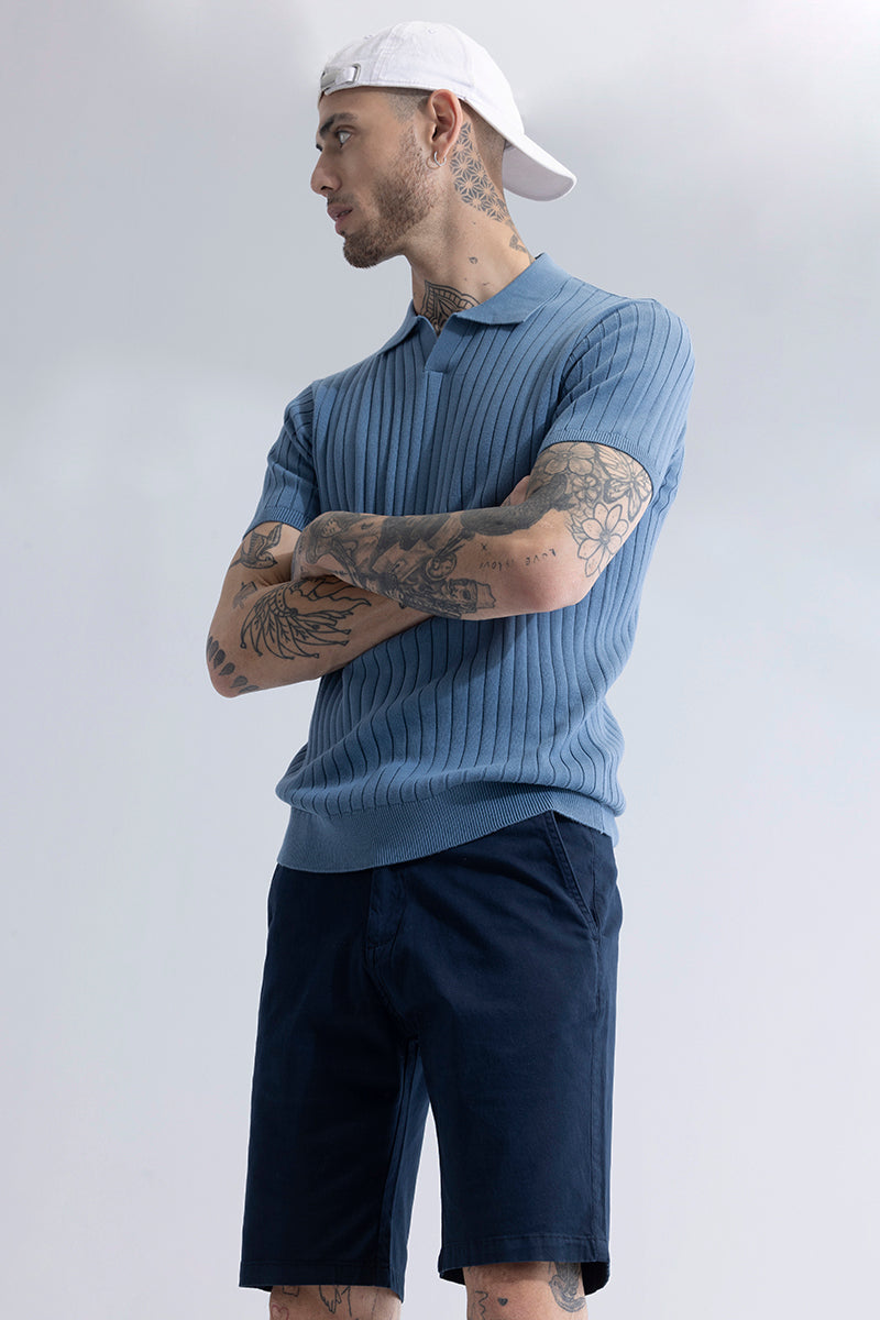 Sleek Striped Blue Polo