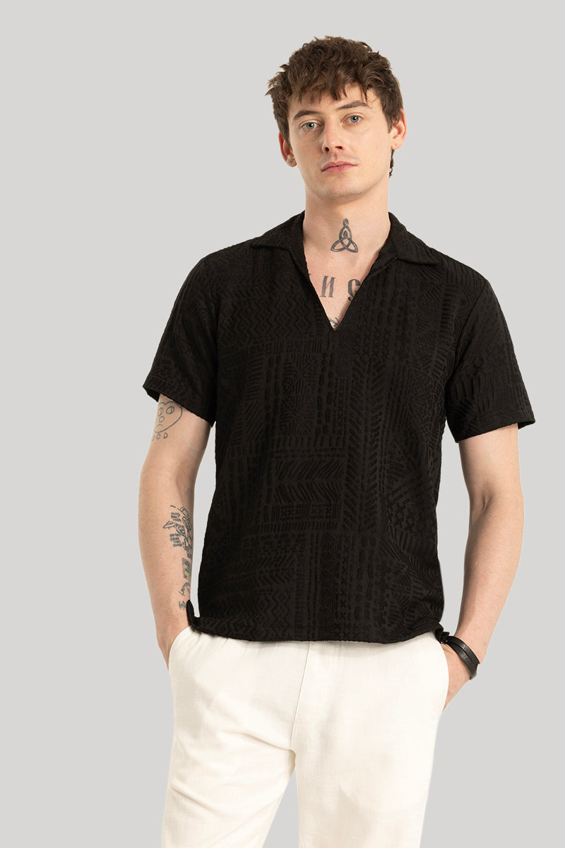 Jelle Black Geometric Polo