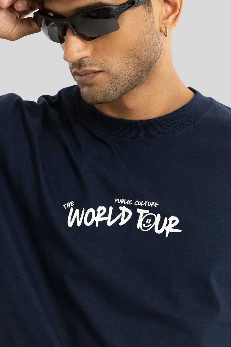World Tour Navy Oversized T-shirt