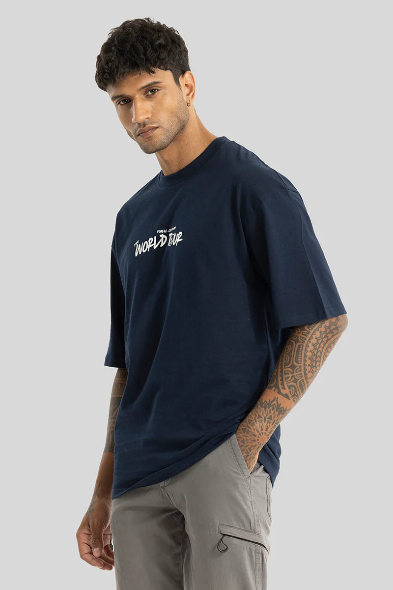 World Tour Navy Oversized T-shirt